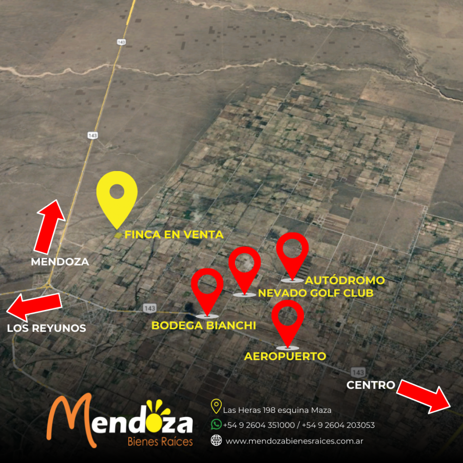 FINCA DE 3,8 HECTAREAS CERCA ACCESO LOS REYUNOS Y RUTA MENDOZA